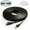 50FT CAT7 CAT 7 Flat Ethernet Cable LAN RJ45 Internet Router Patch Cord 50 Feet-Black