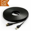 50FT CAT7 CAT 7 Flat Ethernet Cable LAN RJ45 Internet Router Patch Cord 50 Feet-Black - Image 5